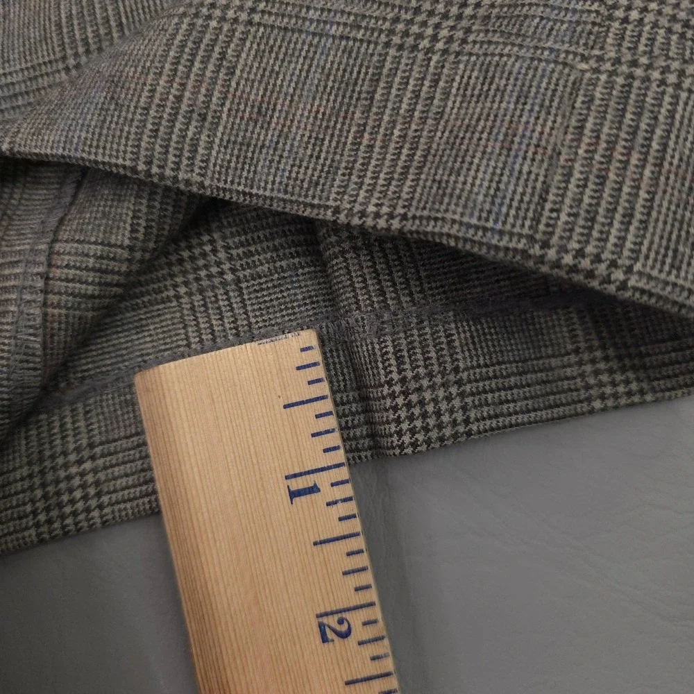 Polo University Pants Mens 35x32 Gray Wool Glen Plaid Pleated Cuffed Trousers